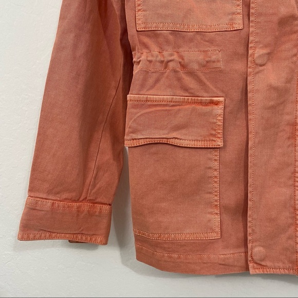 Caslon Women’s PS Orange Full Zip Utility Basic Denim Jacket Collared Embroidery - Picture 4 of 8